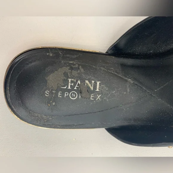 Alfani Black Leather Gold Stud Sandals 9 - Picture 6 of 8